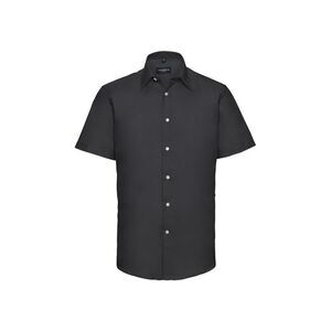 Russell Collection Mens Oxford Tailored Short-Sleeved Shirt / Black